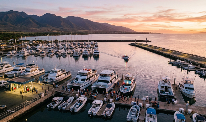 Early morning departure from Maalaea Harbor for Molokini Crater snorkel tour Maui