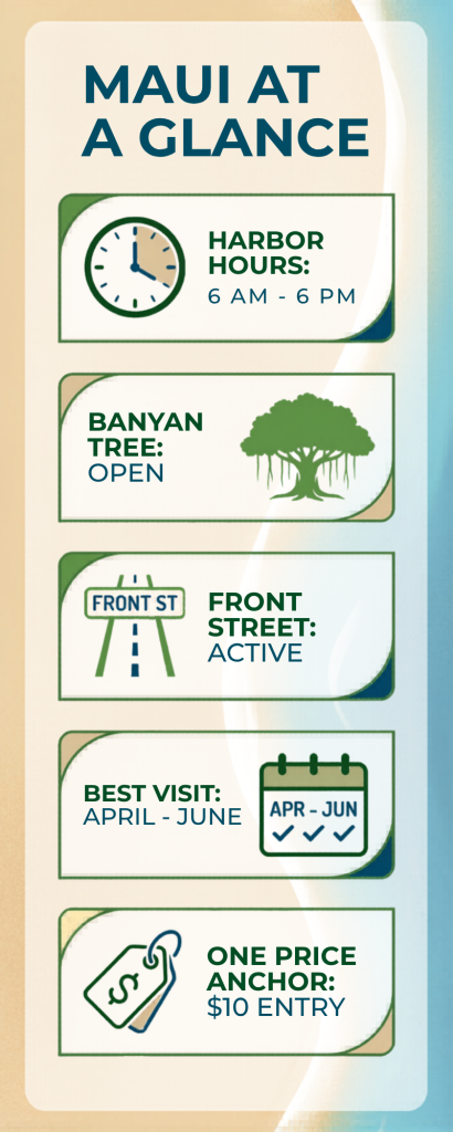 Visiting Lahaina in 2026 what is open and closed including harbor hours and beach access