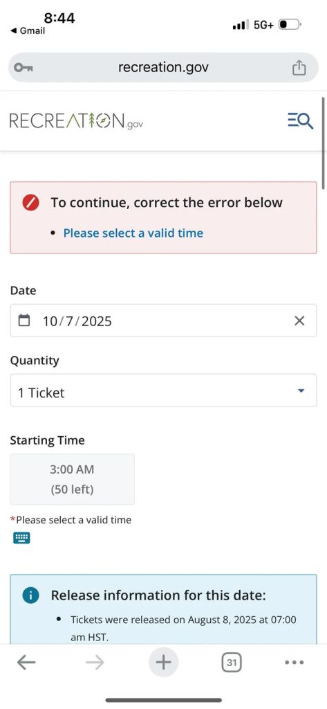Recreation.gov Haleakalā National Park Summit Sunrise Reservation booking page how to book 2026