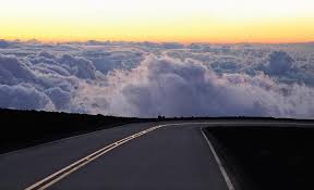 Haleakalā Crater Road at night dark switchback drive to summit for sunrise, Maui Hawaii